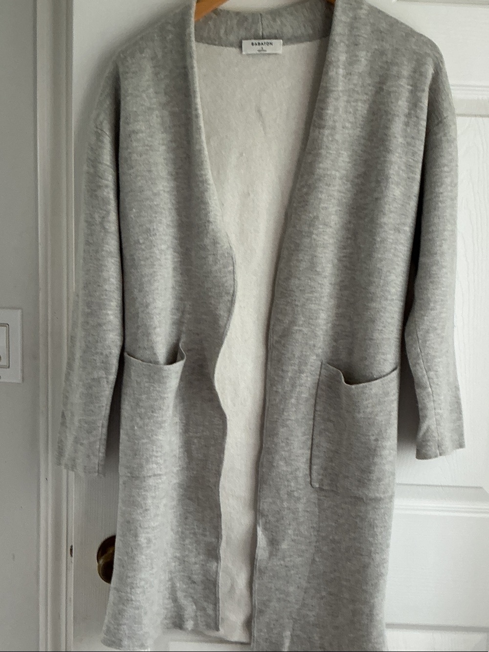 Babaton Lance Heather Gray Open-Front Pocket Cardigan
